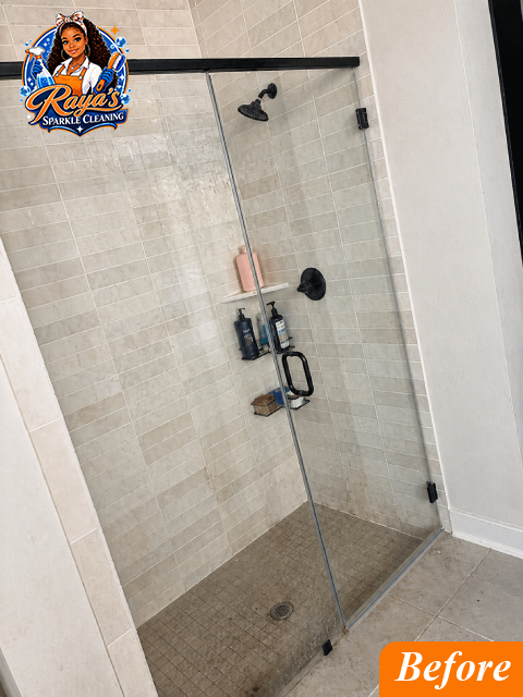 glass door shower before